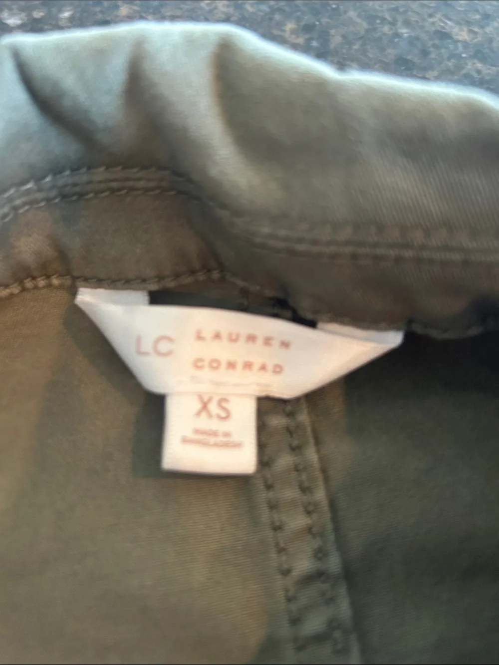 LC Lauren Conrad Olive Utility Jacket with Tie Waist